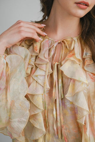 Golden Muse Ruffle Blouse