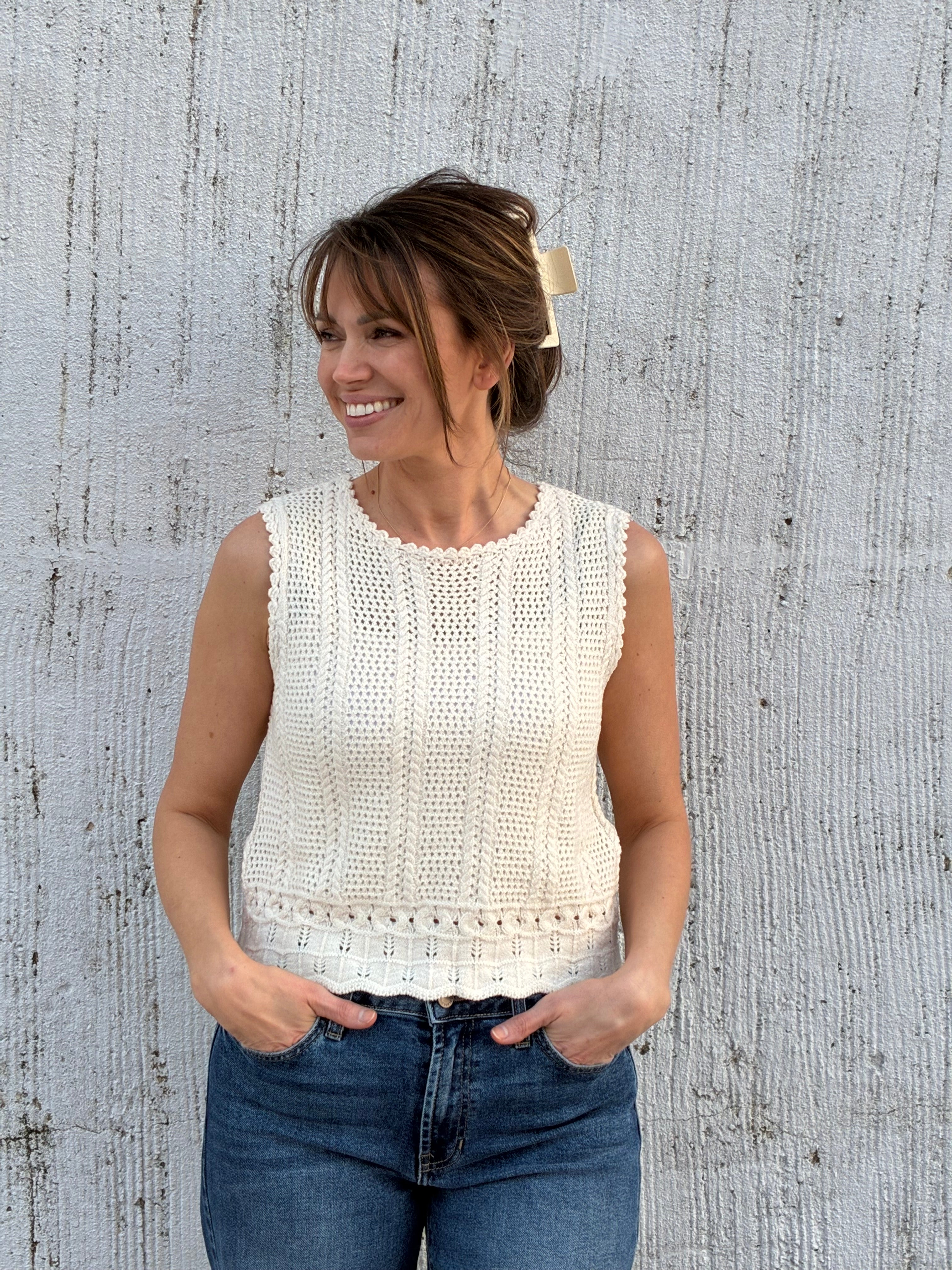 Sweet Scallop Knit Tank