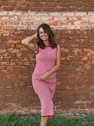 The Palm Breeze Chevron Midi Dress