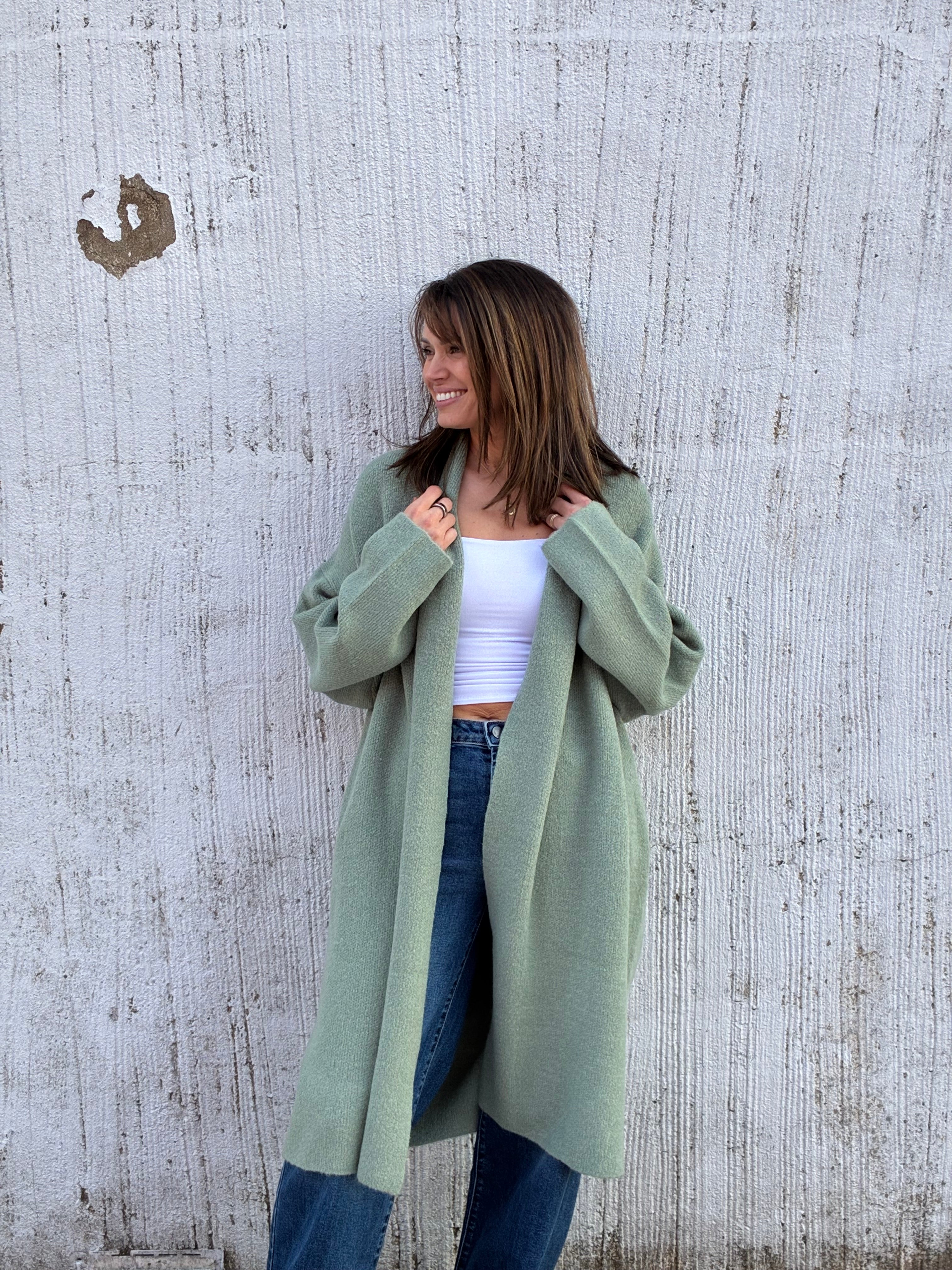 Longline Open Front Duster Sweater