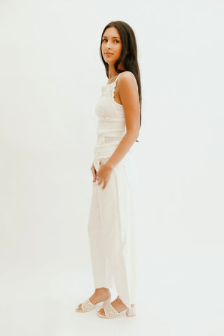 Ivory Muse Lace-Up Crochet Tank