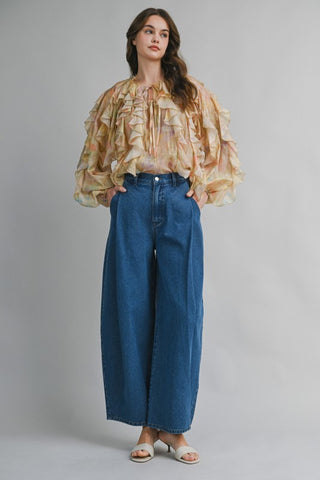 Golden Muse Ruffle Blouse
