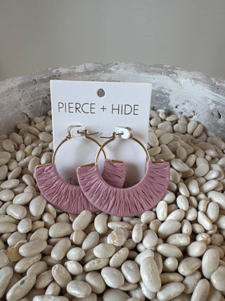 Blush Raffia Fan Earrings