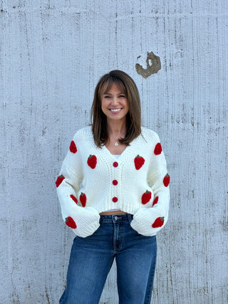 The Deana Strawberry Wine Cardigan