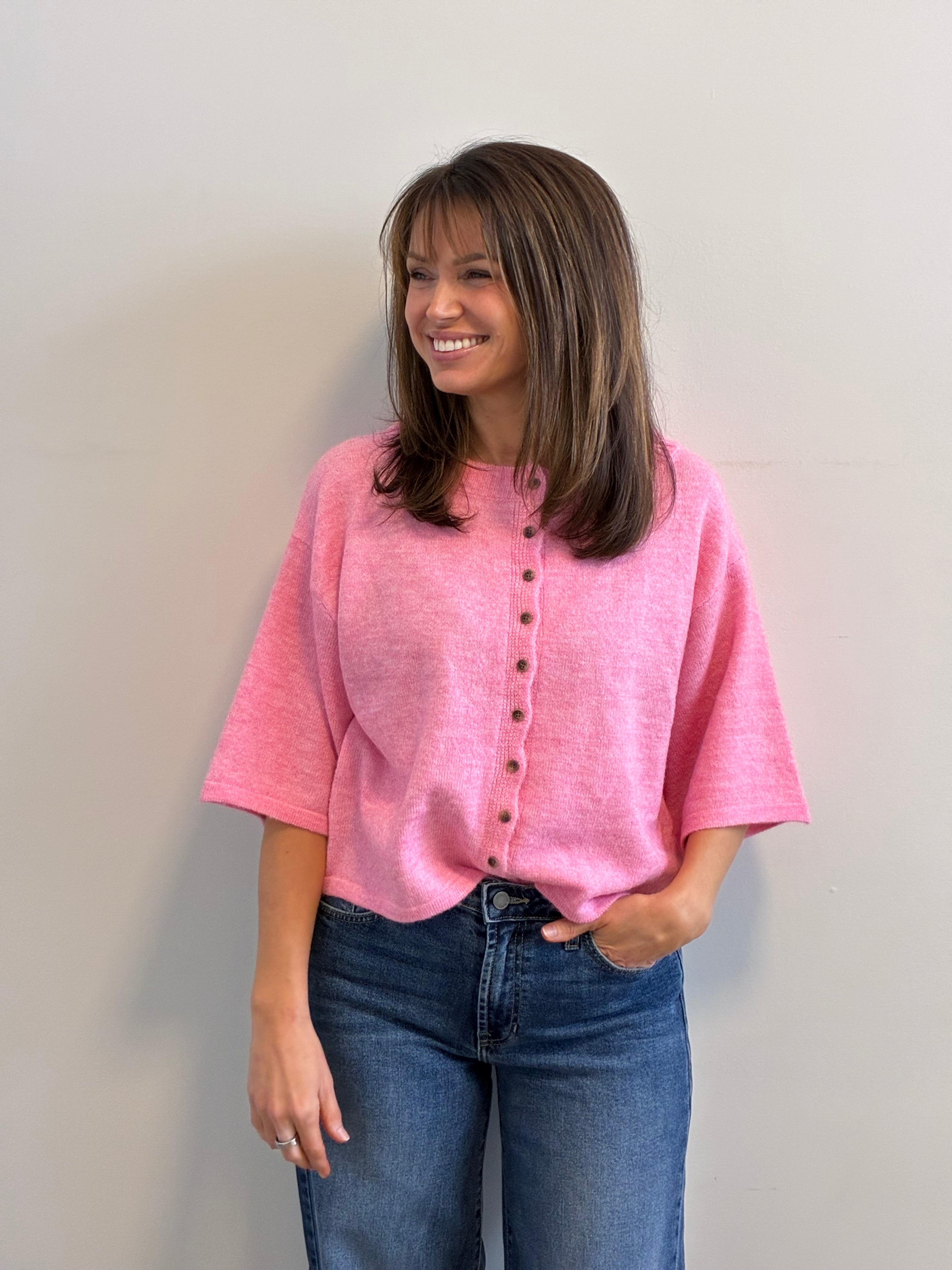 Posie Pink Button Cardigan