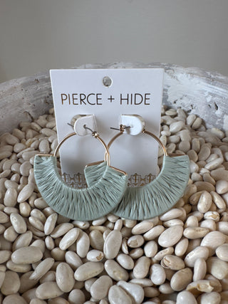 The Sage Raffia Fan Hoops