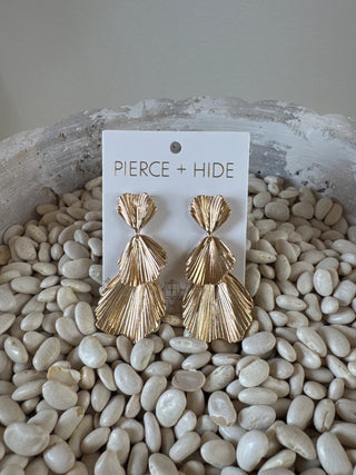Tiered Gold Shell Earrings