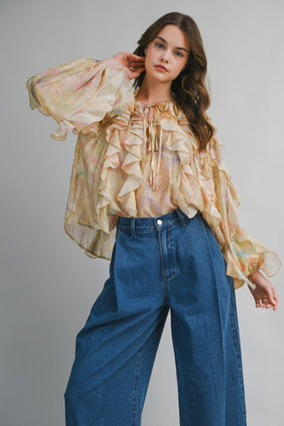 Golden Muse Ruffle Blouse