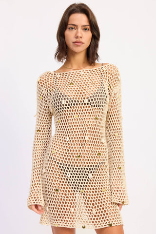Seashell Soirée Crochet Cover-Up Dress