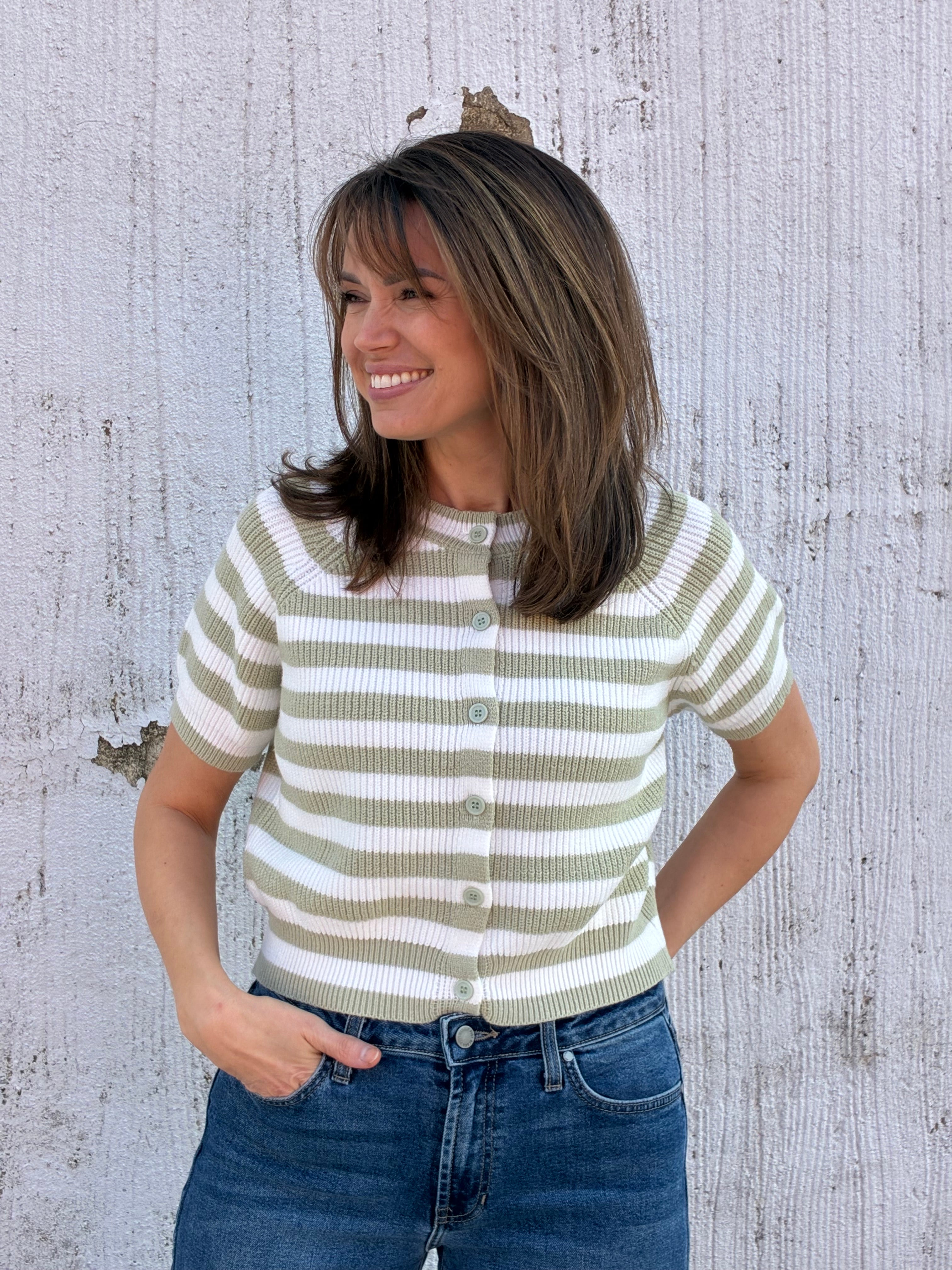 The Sage Breeze Stripe Sweater