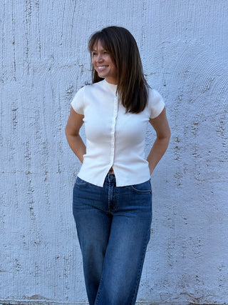 The Ivory Grace Button Top