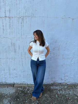 The Ivory Grace Button Top