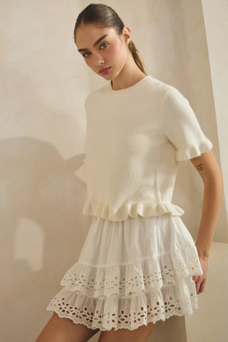 The Soft Whisper Ruffle Knit Tee