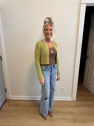 Basil Crochet Cropped Cardigan
