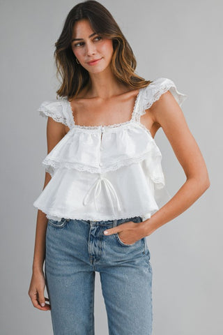 Honor & Grace Ruffle Lace Blouse