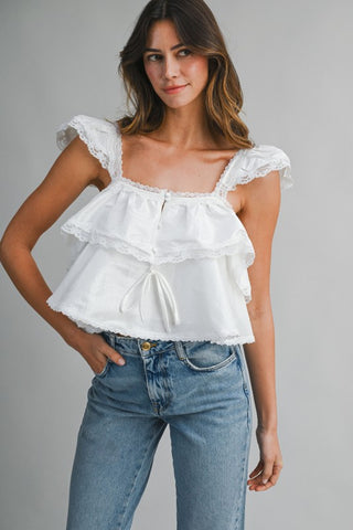 Honor & Grace Ruffle Lace Blouse