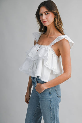 Honor & Grace Ruffle Lace Blouse