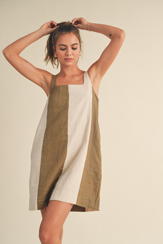 Olive Ease Colorblock Mini Dress