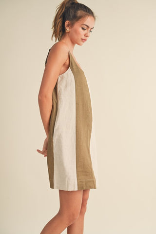 Olive Ease Colorblock Mini Dress