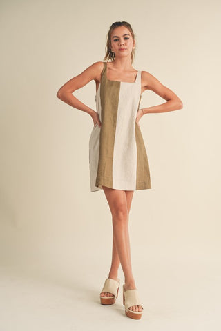 Olive Ease Colorblock Mini Dress