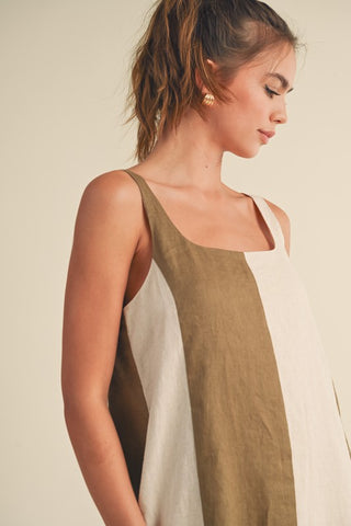 Olive Ease Colorblock Mini Dress