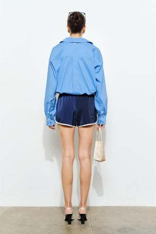 The Harbor Blue Cropped Button Down