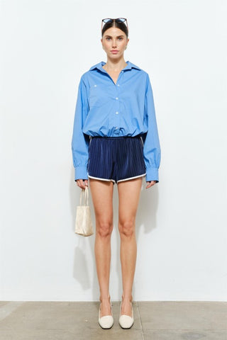 The Harbor Blue Cropped Button Down