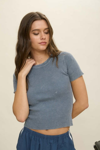 The Sloan Washed Ribbed Baby Tee