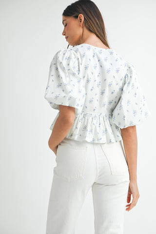 Bluebell Breeze Bow Tie Peplum Top