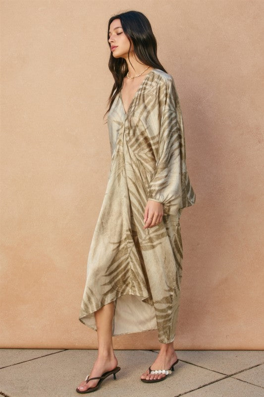 Desert Palm Satin Kaftan Maxi