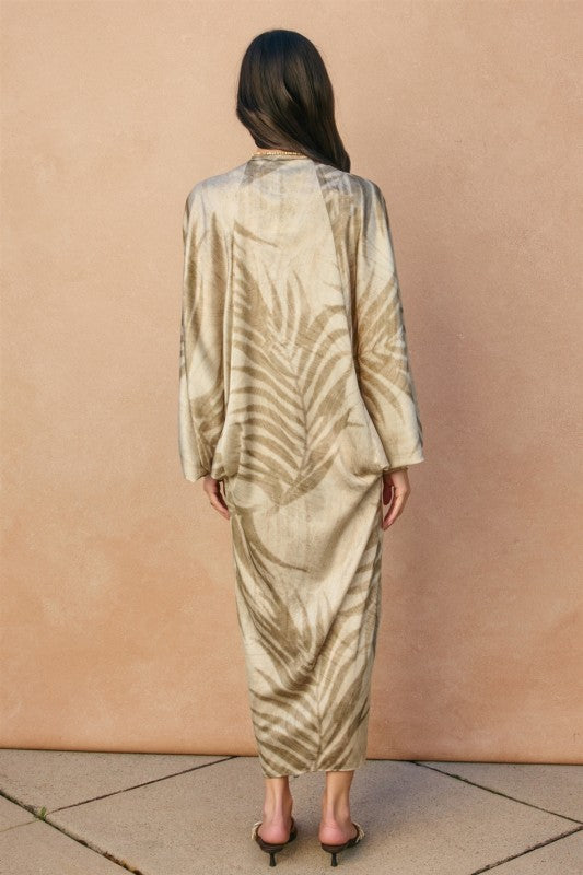Desert Palm Satin Kaftan Maxi
