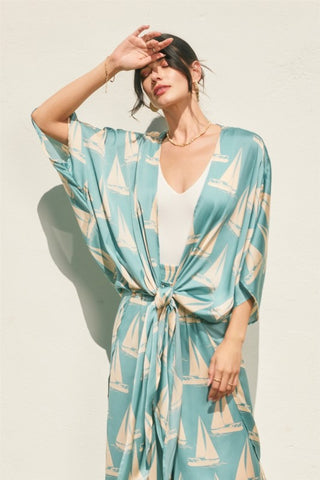 Coastal Reverie High Slits Kimono Duster