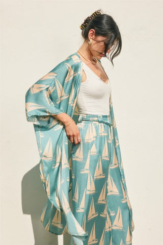 Coastal Reverie High Slits Kimono Duster