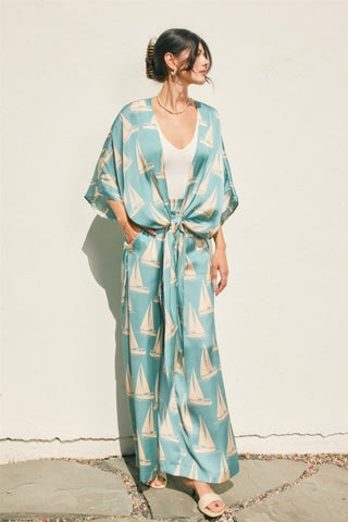 Coastal Reverie High Slits Kimono Duster