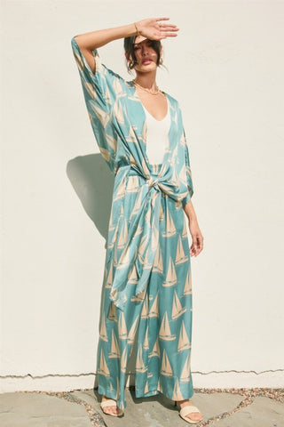 Coastal Reverie High Slits Kimono Duster