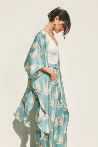 Coastal Reverie High Slits Kimono Duster