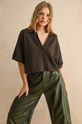 The Espresso Collar Knit Top