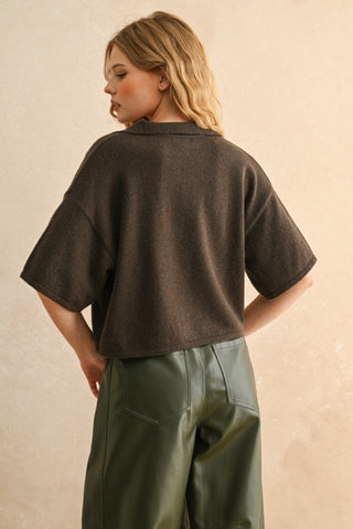 The Espresso Collar Knit Top