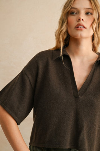 The Espresso Collar Knit Top