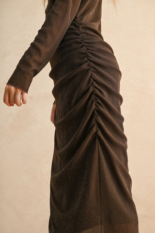 The Cocoa Veil Mesh Midi Dress