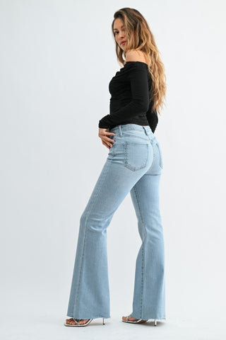 Sunwashed Scissor Flare Denim