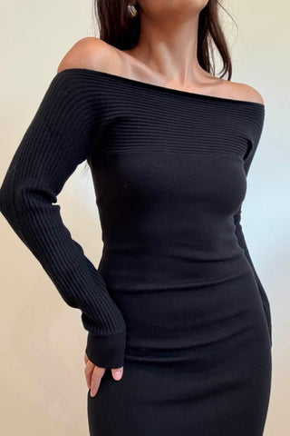 The Midnight Muse Off-Shoulder Maxi Dress
