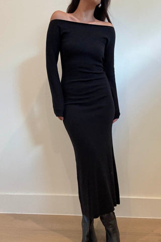 The Midnight Muse Off-Shoulder Maxi Dress