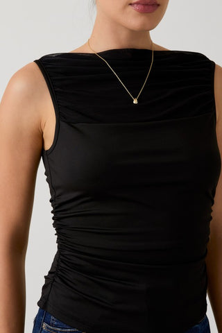 Knit & Mesh Mix Sleeveless Top
