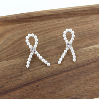 The Strength & Sparkle Pearl Ribbon Studs