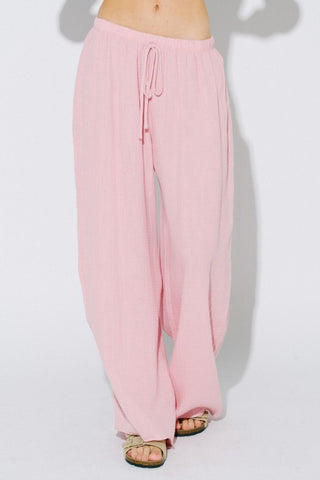 Rosé Breeze Gauze Palazzo Pants