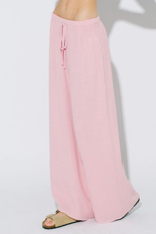 Rosé Breeze Gauze Palazzo Pants