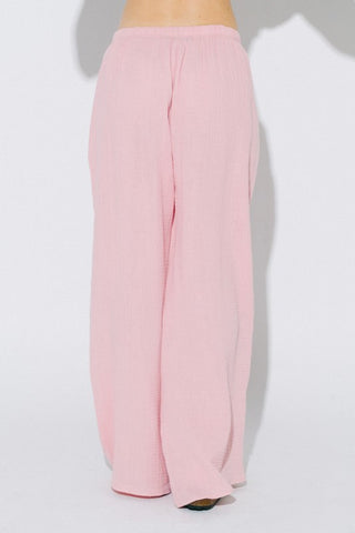 Rosé Breeze Gauze Palazzo Pants