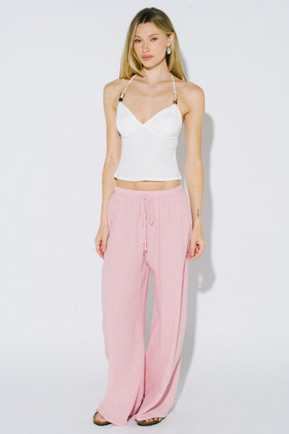 Rosé Breeze Gauze Palazzo Pants