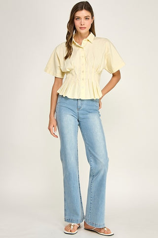 Limoncello Cinch Waist Blouse